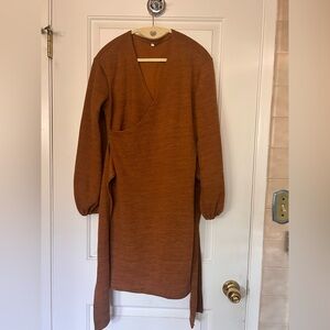 Rust Wrap-Style Knit Dress - Women